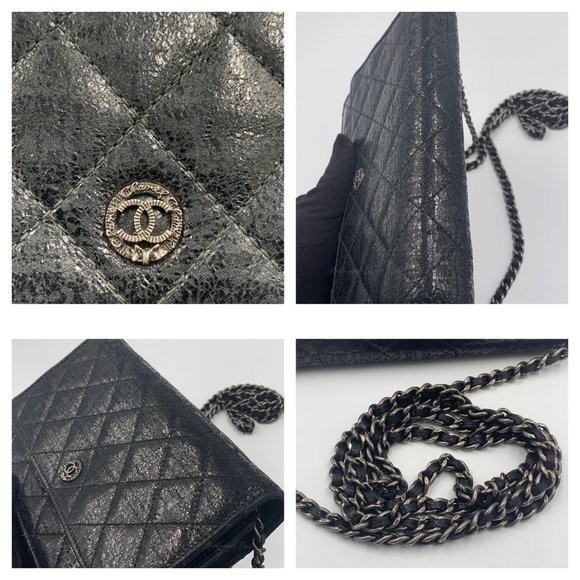 Chanel CC Wallet-on-the-chain WOC Metallic Sparkle Coated Tweed Bag Crossbody - Picture 9 of 15